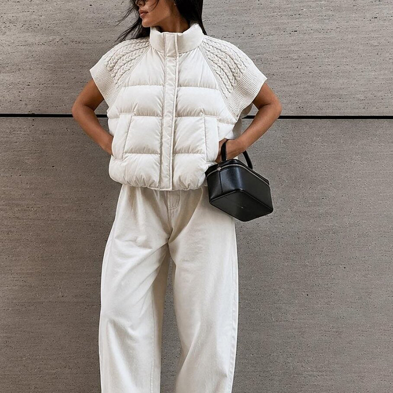 Puffer Vest Padded - Chique, kort, gewatteerd vest voor dames,