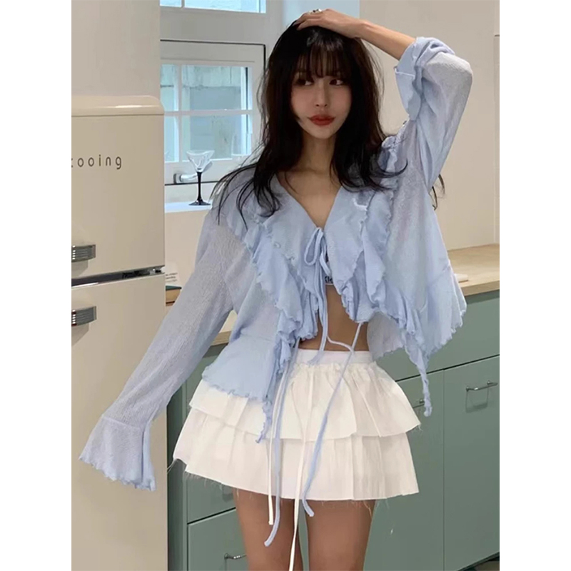 Street Fashion Korea - MEXZT Cropped Witte Shirts Vrouwen Mode