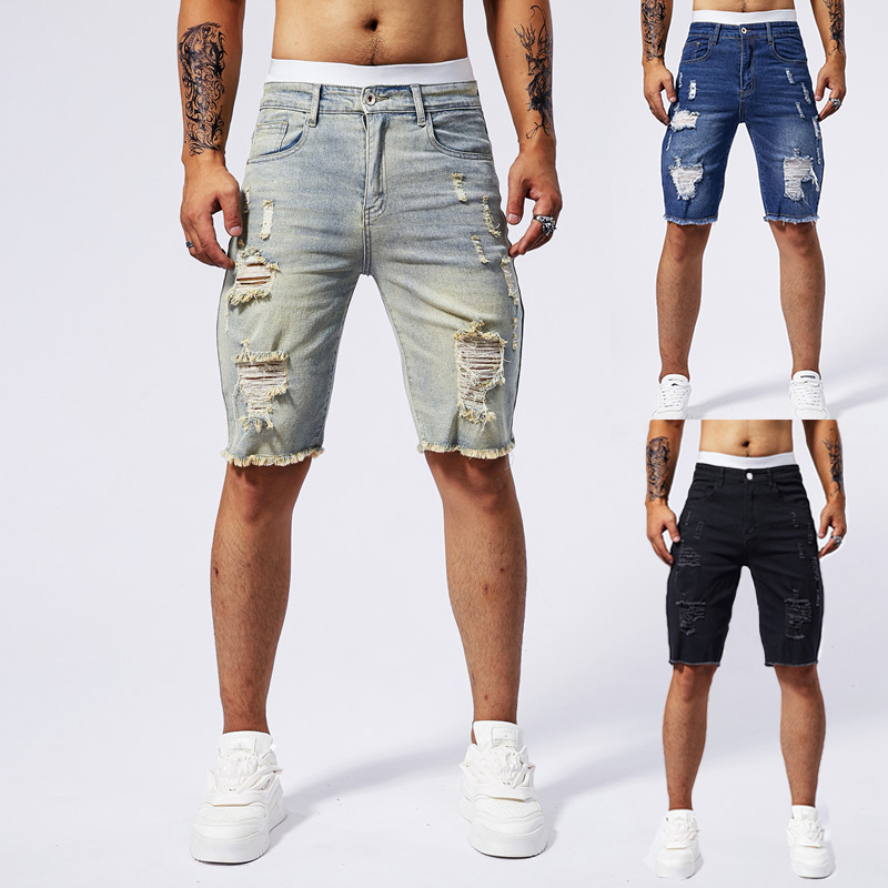 Street Fashion Brand - 2025 Zomer Nieuwe mannen Gescheurde Denim