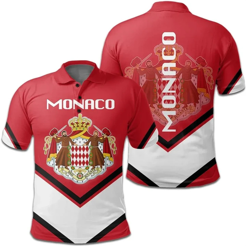 Street Fashion Monaco - Mode 3d Print Monaco Vlag Poloshirt