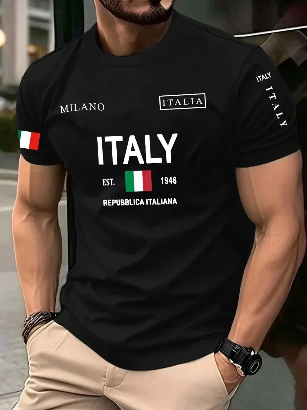Street Fashion In Milan - 3D-print Europese Amerikaanse modetrend Milan Letter