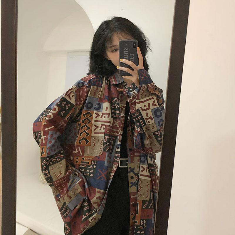 Street Fashion Korea - Vintage Harajuku Vrouwen Blouses Streetwear Oversized