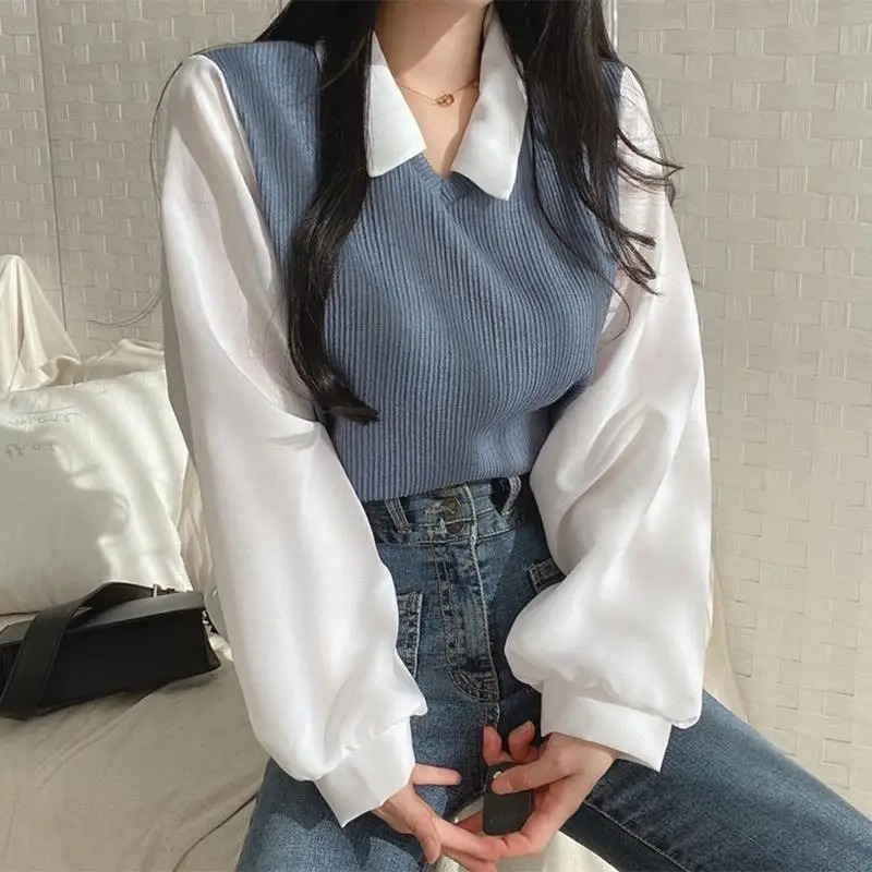 Street Fashion Korea - Zomerblouse Dames Koreaanse stijl Valse tweedelige