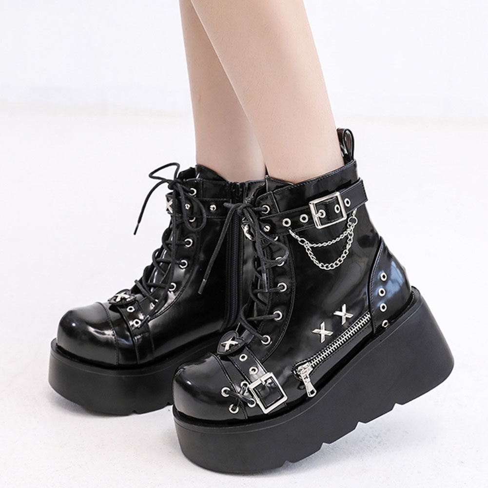 Street Fashion Brand - Nieuwe dames goth platform enkellaarzen met