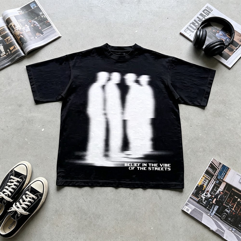 Street Fashion Vibes - Blurry Silhouette Street Vibe Graphic T-Shirt,