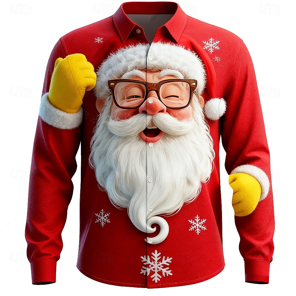 Street Fashion Fall 2025 - Kerst heren 3D grafische lange mouw,