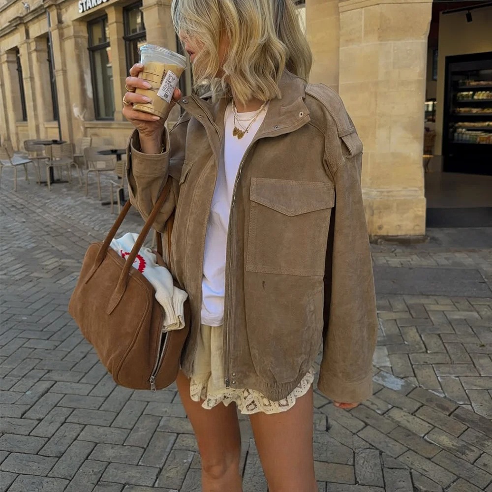 Street Fashion Fall 2025 - Kondala Vrouwen Suède Jas 2025, Herfst