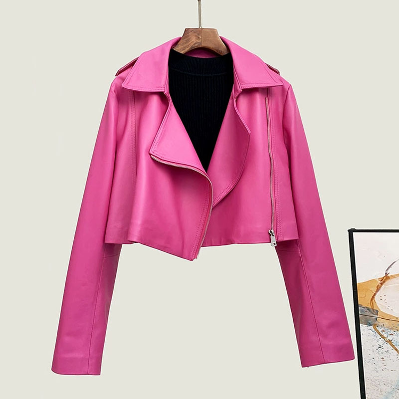 Street Fashion Fall 2025 - Mode Rose Roze Vrouwen Echte Leren
