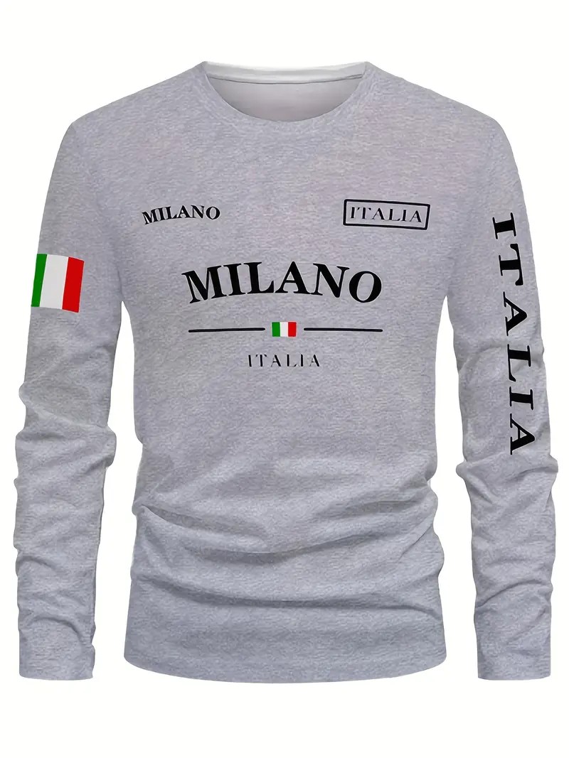 Street Fashion In Milan - 2026 Lente/Zomer Heren T-shirt met lange