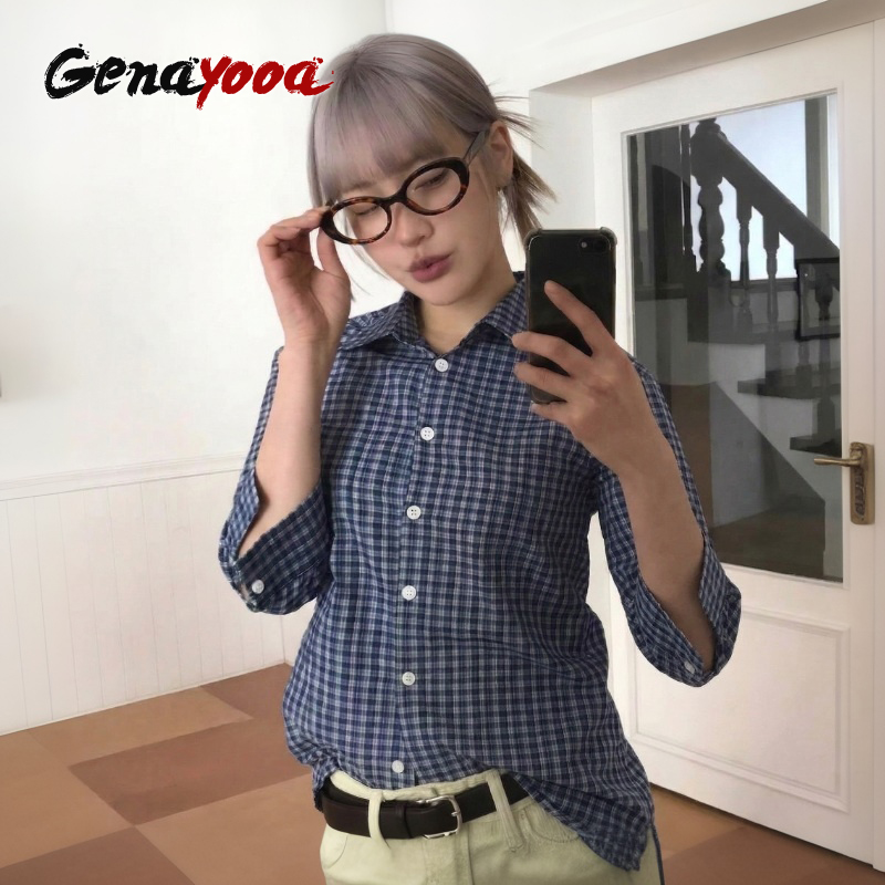 Genayooa Y2k Plaid Shirt Vrouw - Street Fashion Korea recensie en prijs