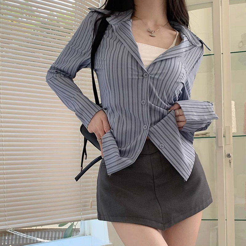 Y2k gestreept shirt dames met  - Street Fashion Korea recensie en prijs