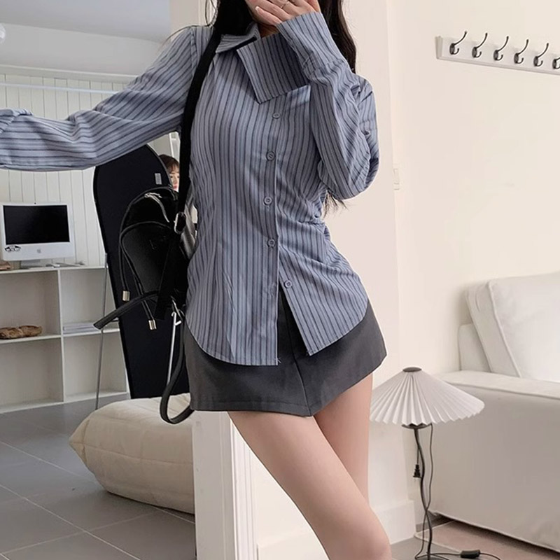 Y2k gestreept shirt dames met  - Street Fashion Korea recensie en prijs