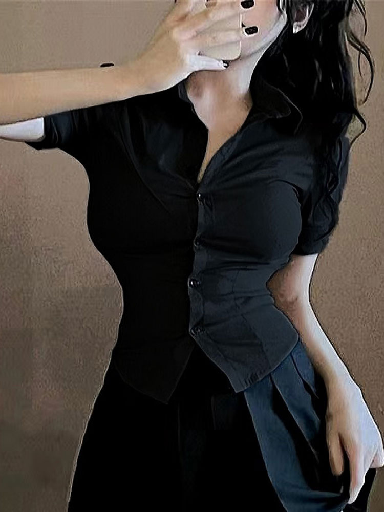 Mode vrouw blouse elastisch sl - Street Fashion Korea recensie en prijs